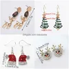 Charm Trendy Statement Christmas Tree Earrings For Women Santa Claus Snowman Drop Jewelry Girls Gifts Wholesale 221119 Delivery Dhqyi