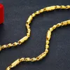 Solide ketting hiphop kralen ketting 18k geel goud gevuld mode heren ketting link rock stijl gepolijst Jewelry1915