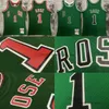 Mitchell e Ness Basketball 1 Derrick Rose Jersey Retro 2008-09 Verde Rosso Nero Rose Maglie Uomo Classico Traspirante Spos