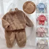 Clothing Sets Winter Velvet Kids Boys Girls Fashion Thicken Cute Casual Pajamas Warm Home Solid Outfits 212 Years Old 230907