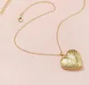 Anhänger Halsketten Gold Silber Farbe DIY Schwimmendes Medaillon Herzform Muster Halskette Weibliche Damen Damen Mädchen Geschenk Modeschmuck Otjed