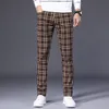 Plaid Jeans Voor Mannen Stright Denim Broek Mannen Losse Enkellange Jeans Mannelijke Plaid Casual Streetweat Koreaanse Clothes2923