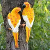 Żywiczna papuga posąg montowana na ścianie DIY Outdoor Ogring Garden Tree Decoration Rzeźba Zwierzęta do domowego biura dekoracyjnego ozdoby T200117269G