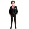 Kleidungssets Jungenanzug 6-teilig Hochzeit Smoking Kind Formelle schwarze weiße Jacke Hosen Set Weste Revers Kinder Party Outfit R230908