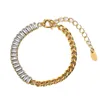 Bracelets de charme Bracelet de tennis en zircon cubique carré pour femme Chaîne en acier inoxydable à la mode