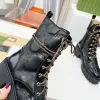 Осенне-зимние женские дизайнерские стеганые ботинки ведущего бренда G со стеганой шнуровкой Черные ботинки Сапоги «мартенки» Сапоги с длинным рукавом Кожаные ботинки35-41