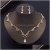 Jewelry Sets Gorgeous Crystal Dress Choker Necklace For Women Bridal Tiaras Crown Earrings Bride 230216 Drop Delivery Dhlyy