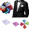 Neckband Gentleman Men Classic Satin Bowtie Slitte Pure Pocket Square för bröllopsfest Easy Style Black Red Pink 230907