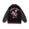 Kurtki damskie American Skull Hafdery Fashion Women Retro Patchwork Knitting Baseball Jacket High Street Small Crowd 2023 230908