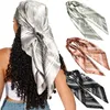 Шарфы CHLINS 35-дюймовый (около 88,9 см) атласный квадратный шарф, повязка на голову, комплект из 3 предметов, большая шелковая повязка на голову, легкий атласный шарф для волос, шарф для сна, шарф для волосLF2030908