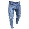 Men Jeans Stylish Ripped Jeans Pants Biker Skinny Slim Straight Frayed Denim Trousers New Fashion Skinny Men Clothes251r