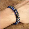 Charm Armbänder Handgemachte 6mm Blaue Tigerauge Steinperlen Geflochtene Frauen Männer Freundschaftsstrang Böhmischer Schmuck 230216 Drop Lieferung Dhou0