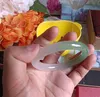 Bangle Natural Połowa białej zielonej zielonej chalcedony przezroczystą bransoletkę