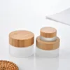 5g 15g 30g 50g 100g Cosmetic Glass Jar Frosted Clear Cream Bottles Travel Cosmetic Container with Natural Bamboo Lids and PP Inner Cover