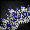 Bijoux de cheveux Kmvexo Design européen Crystal Big Princess Queen Couronnes Mariage Accessoires de mariée Mariée Diadèmes Bandeaux Drop Deliver Dhteh