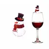 Dekoracje świąteczne 10pcsset Puchar Karta do domu Wino Hat Santa Hat Wine Ozdoby Navidad Noel Rok 230907