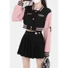 DeepTown Korean Style Vintage Star Jackets Kobiety HARAJUKU Y2K Patchwork College Letter Cropped Kurtka Kobiet Kobiet Autumn