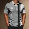 Men's Polos Coconut Tree Men'S Zip Polo Caucal Stripes Lapel Shirt Man Golf Shirts 3d Graphic Short Sleeves Zipper Men Clothing Top Tee 230907