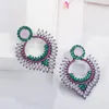 Boucles d'oreilles QooLady Design Unique rose vert givré rond cubique zircone pierre charme Naija mariage goutte boucle d'oreille femmes bijoux de fête