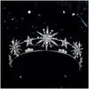 Hårsmycken Vintage European 6Point Star Crown Tiaras Gold Color Diadem Princess Women Poadband Bridal Accessories 220831 Drop Deliv DHFMD