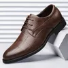 Chaussures habillées hommes formel automne couleur unie bout pointu à lacets fond souple confortable décontracté Oxfords Zapatos Hombre De Vestir