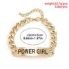 Anklets 2023 Gold Metal Thick Chain Anklet For Women Female Hiphop POWER GIRL Leg Bracelet Sandles Party Hip Hop Jewelry