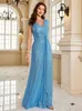 Stedelijke sexy jurken Lucyilove Luxe blauwe v-hals pailletten avondjurken dames feest maxi-jurk kralen toga lange prom cocktailjurk prom 230907