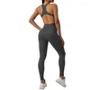 Actieve Sets 2023 Pad Naadloos Een Stuk Jumpsuit Yoga Set Sport Shorts Vrouwen Gym Push Up Workout Legging Fitness Broek bodysuit Pak