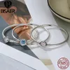 Bangle Bisaer 925 Sterling Silver Demon Eye Armband Blue Evil Eyes Bangles Pave Seting Zircon 17-21cm For Women Party Fine Jewelry 230907