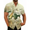 Camisas casuais masculinas 3d avião de combate impresso 2023 camisa vintage para homens verão streetwear retro havaiano