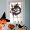 Dekorativa blommor halloween krans ytterdörr Haunted House Led Light Up Doors Wreaths återanvändbara Garland upplysta dekorationer