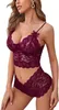 Lilosy Set reggiseno e intimo sexy in pizzo trasparente con fiori a vita alta Pama 2 pezzi Pamaslf230908