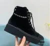 Buty 2023-Womens Midge Wedge Heele z metalowym łańcuchem okrągłym palcem prawdziwą skórę