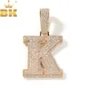 Charms The Bling King Big Bold Single Letter Pendant Initial Letter A-Z Micro banade ut 5A Cubic Zirconia Charm Necklace Hiphop Jewelry 230908