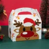 Christmas Cake Muffin Boxes Foldable Treat Paper Boxes Santa Claus Xmas New Year Gift Packaging Bag Party Favor Supplies 908