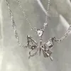 Pendentif Colliers Mode Y2K Esthétique Collier Papillon Pour Femmes Hip Hop Kpop Double Chaîne Filles Bijoux Cadeaux