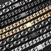 12mm Rvs Cubaanse Link Chain Gladde Ketting 18K Real Vergulde Volledige Zirkoon Sieraden Accessoires Voor mannen