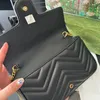 Chain Marmont Crossbodytas Echt leer Creditcardsleuf Modeletters Effen schoudertassen Mini-handtassen Portemonnee Tweedelige set