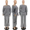 Hallow Out Tracksuits Women Fashion One Shoulder Pullover Top and Pants Two Piece Set Free Ship