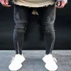 2017 Nuevos Hombres Hip Hop Cremallera Ripped Biker Jeans Moda Slim Fit Motocicleta Jeans Hombres Agujeros desgastados flacos Denim Joggers pantalones G230a