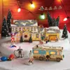 Juldekorationer ljust upplysta byggnad jul jultomten bilhus by byens garage dekoration griswold villa hem 224c