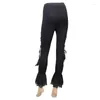 Pantaloni da donna Gothic Steampunk Winter Hip Hop Pantaloni lunghi in pizzo nero Personalità da donna Street Dance con vita alta