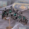 Hair Jewelry Baroque Bronze Black Green Crystal Bridal Tiaras Crown Vintage Diadem For Brides Headbands Accessories 220831 Drop Deliv Dhywq