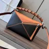 Designer Geometric Bag Women's Handbag puzzles 1:1 high-end genuine leather patchwork single shoulder crossbody woven tote