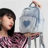 Love Diamond Mini Wash Denim Backpack Vertical Casual Fashion Outgoing Backpack 230904