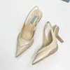 Top designer Sandales Femmes 9cm High Heels True Le cuir Sangle de cheville Triangle Rétalon Back Party Slingbacks Casual 122