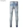 Amiirii Jeans viola da uomo Moda alla moda Jean 2023 Demin Hole Patch Slim Fit Leggings #848
