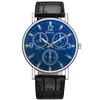 Three Eyes Flat Watch Quartz Classic Fashion Mens WristWatch311d