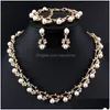 Set di gioielli moda imitazione perla collana orecchino nuziale per le donne elegante regalo del partito 230313 Consegna di goccia Dhj2Z