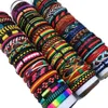 Charm Bracelets 50PCS/set Wholesale Lots Bulk Random Punk Men's Leather Bracelets Femme Pulseras Bileklik Couple Bracelet Men Jewelry WP2 230907